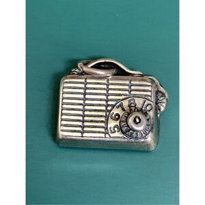 Retro Radio Sterling Silver Jewelry Charm #music